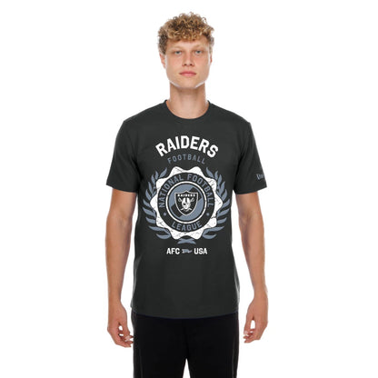 The model is wearing this NFL Las Vegas Raiders T-Shirt in black. 1