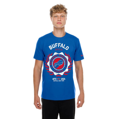 The model is wearing this NFL Buffalo Bills T-Shirt in blue. 1