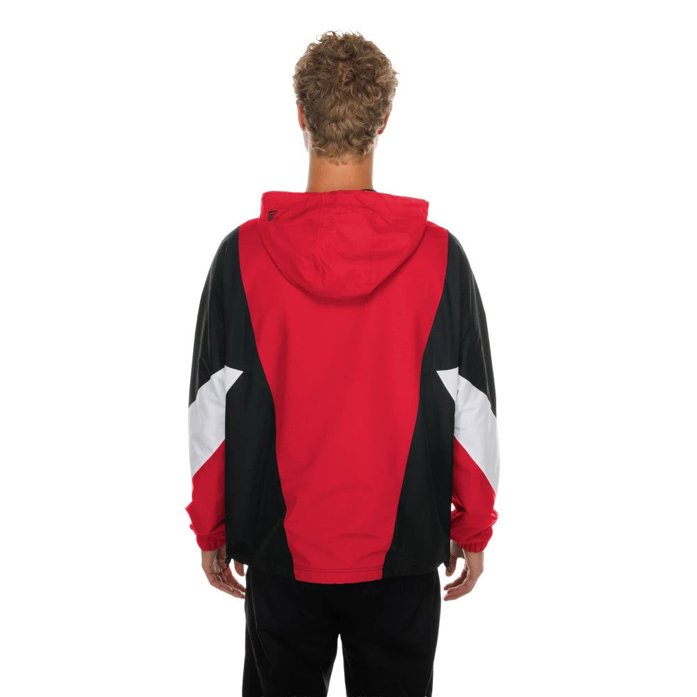 The model is wearing this NFL San Francisco 49ers Windbreaker Jacket in red. 2