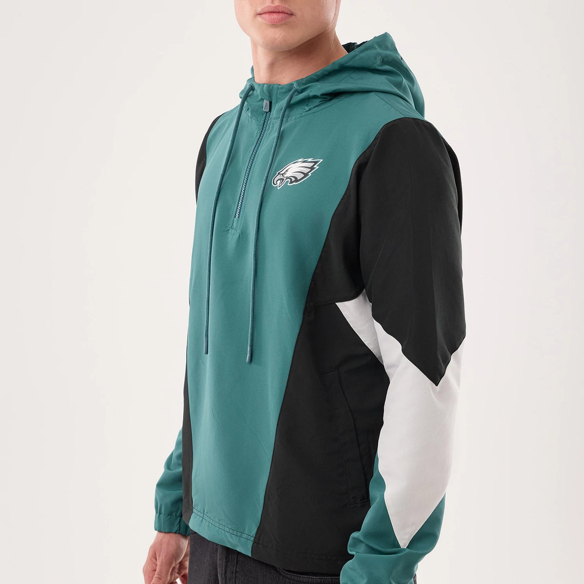 The model is wearing this NFL Philadelphia Eagles Jacket in dark green. 4