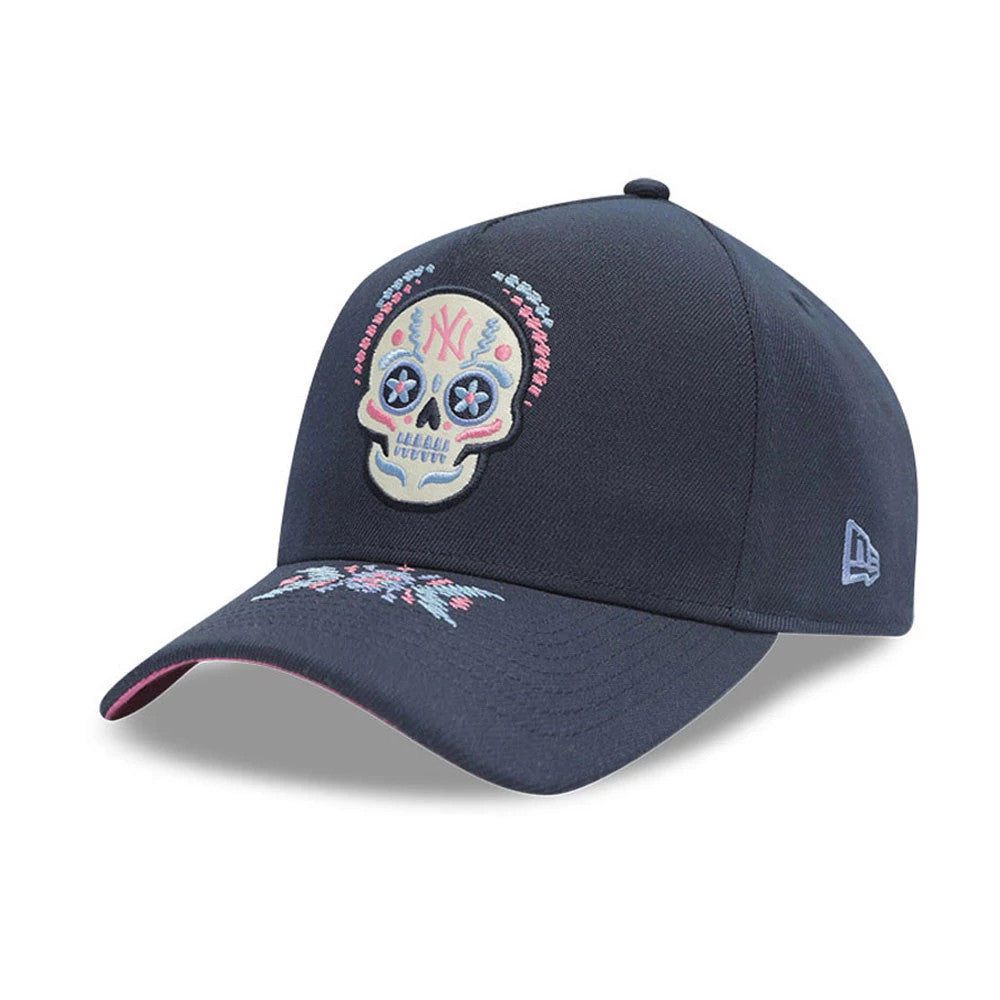 Pictured is this MLB Day Of The Dead New York Yankees 9FORTY A-Frame cap in dark blue. 4