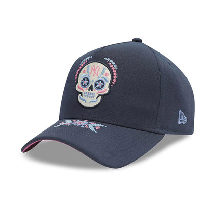 Pictured is this MLB Day Of The Dead New York Yankees 9FORTY A-Frame cap in dark blue. 4