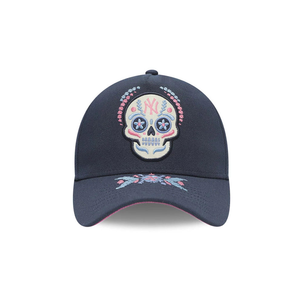 Pictured is this MLB Day Of The Dead New York Yankees 9FORTY A-Frame cap in dark blue. 3