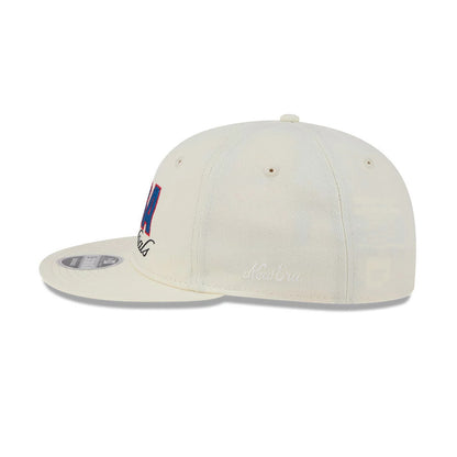 Pictured is this FOG x NBA Logo Retro Crown 9FIFTY Snapback Adjustable cap in white. 6