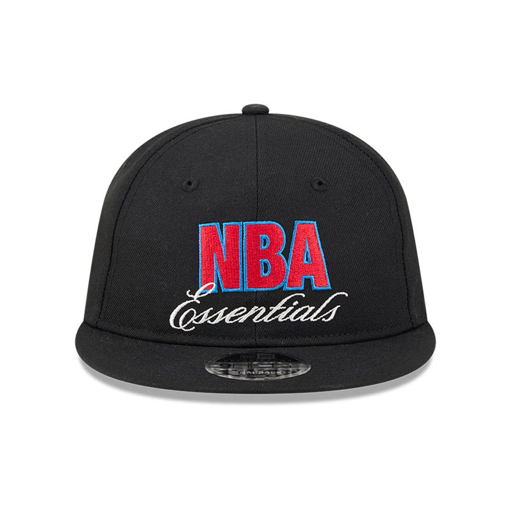 Pictured is this FOG x NBA Logo Retro Crown 9FIFTY Snapback Adjustable cap in black. 3
