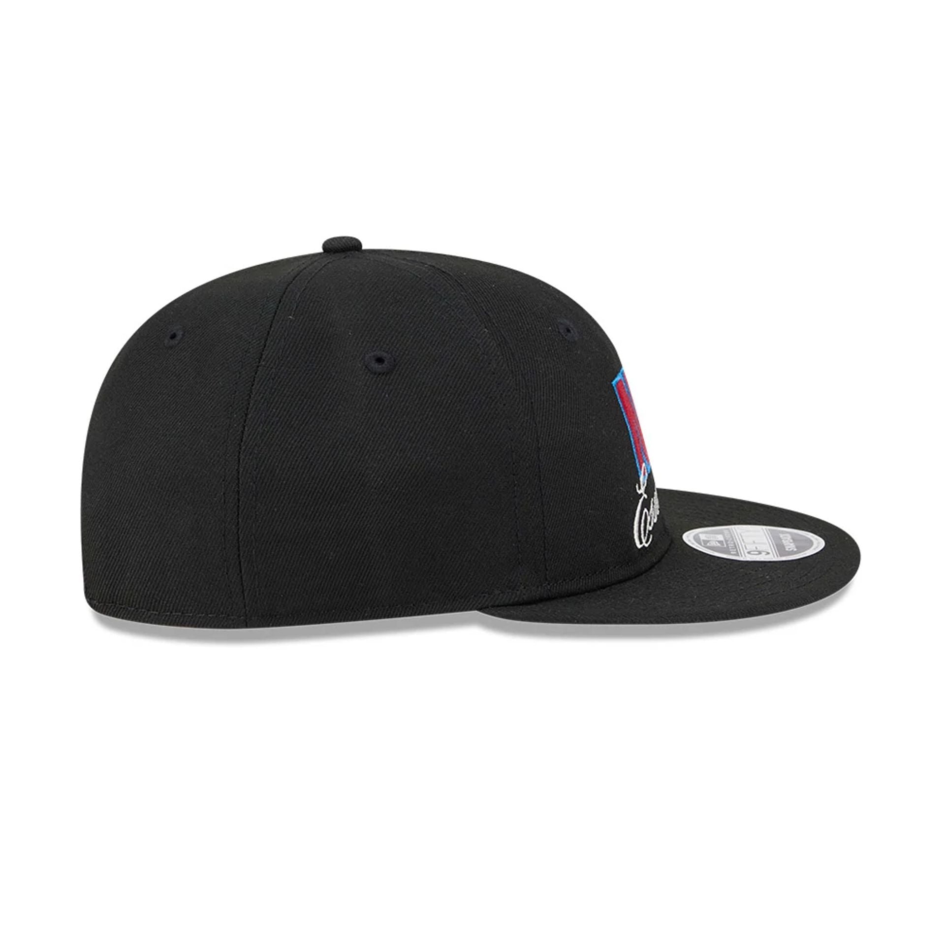 Pictured is this FOG x NBA Logo Retro Crown 9FIFTY Snapback Adjustable cap in black. 7