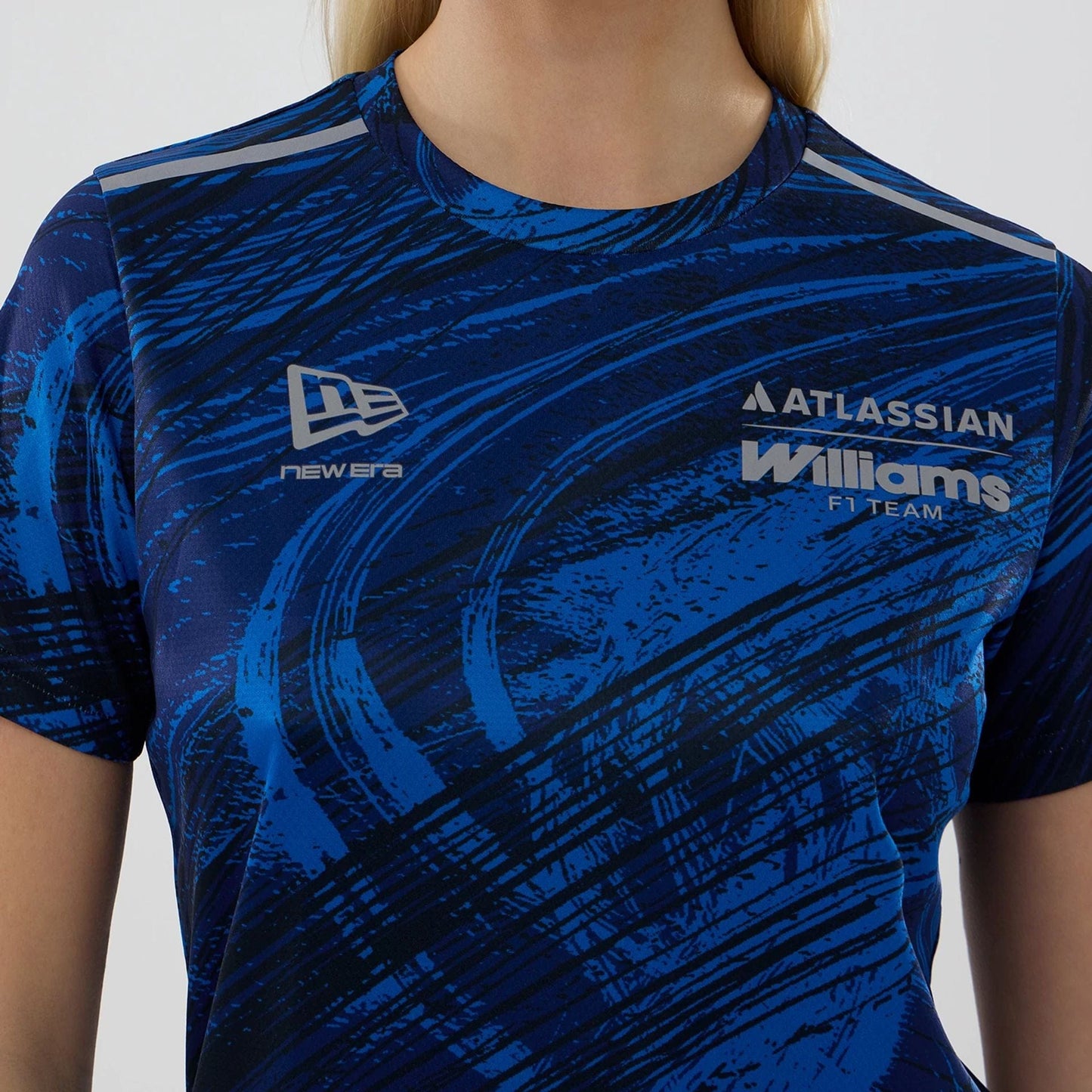 The model is wearing this Womens Atlassian Williams F1 Team Active T-Shirt in navy. 3