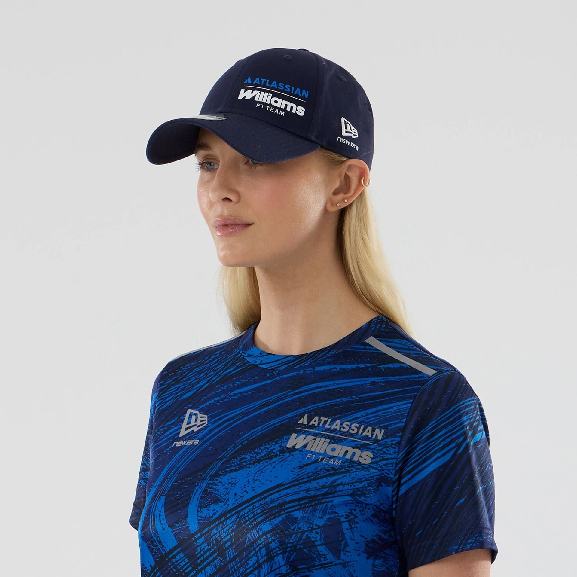 The model is wearing this Womens Atlassian Williams F1 Team Active T-Shirt in navy. 5