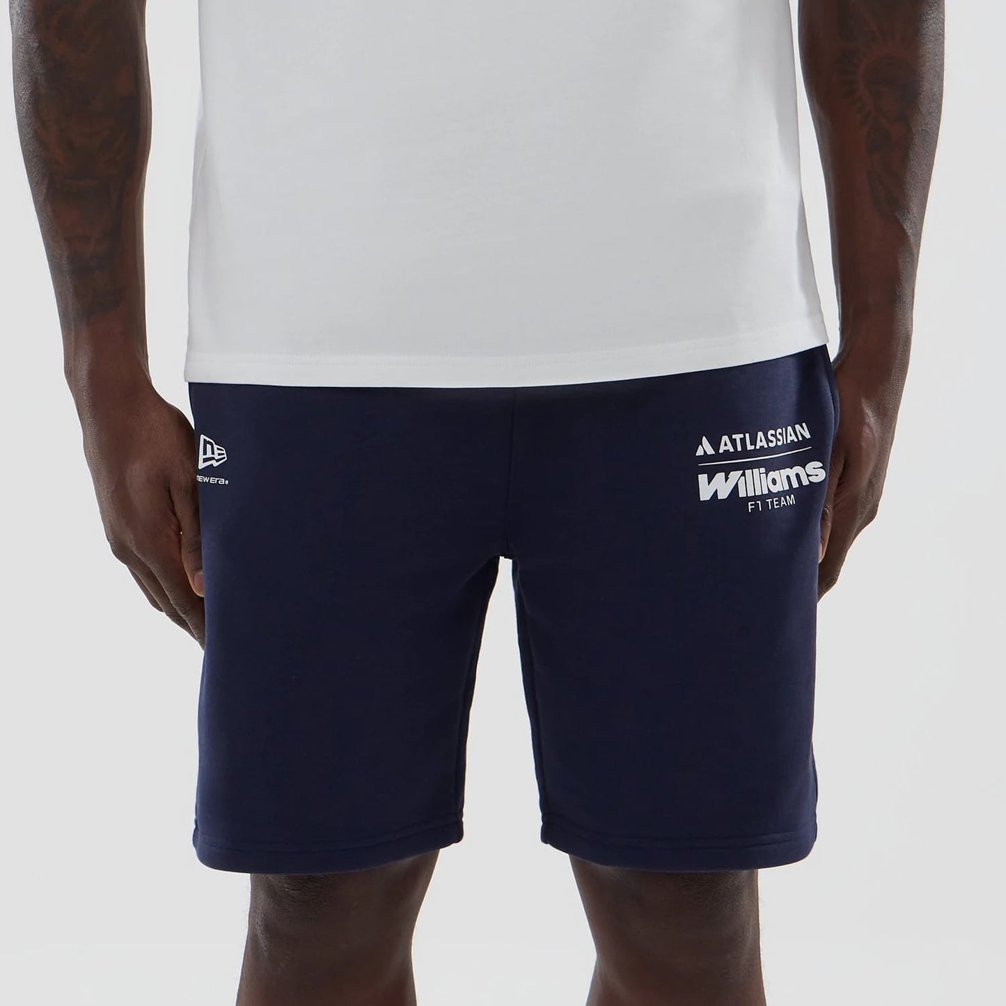 The model is wearing these Atlassian Williams F1 Team Shorts in navy. 3