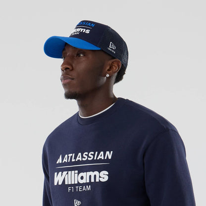 The model is wearing this Atlassian Williams F1 Team Oversized Crew Neck Sweater in navy. 6