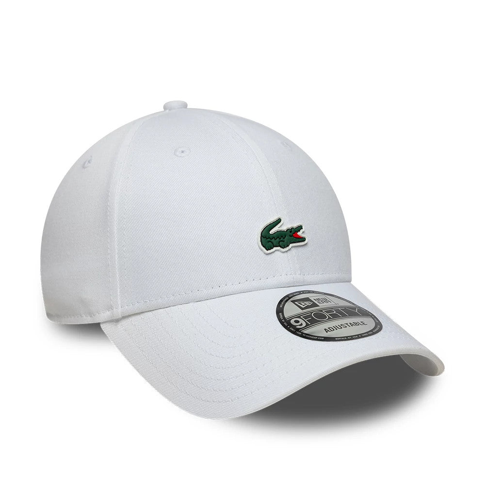 Pictured is this Lacoste X New Era 9FORTY cap in white. 3