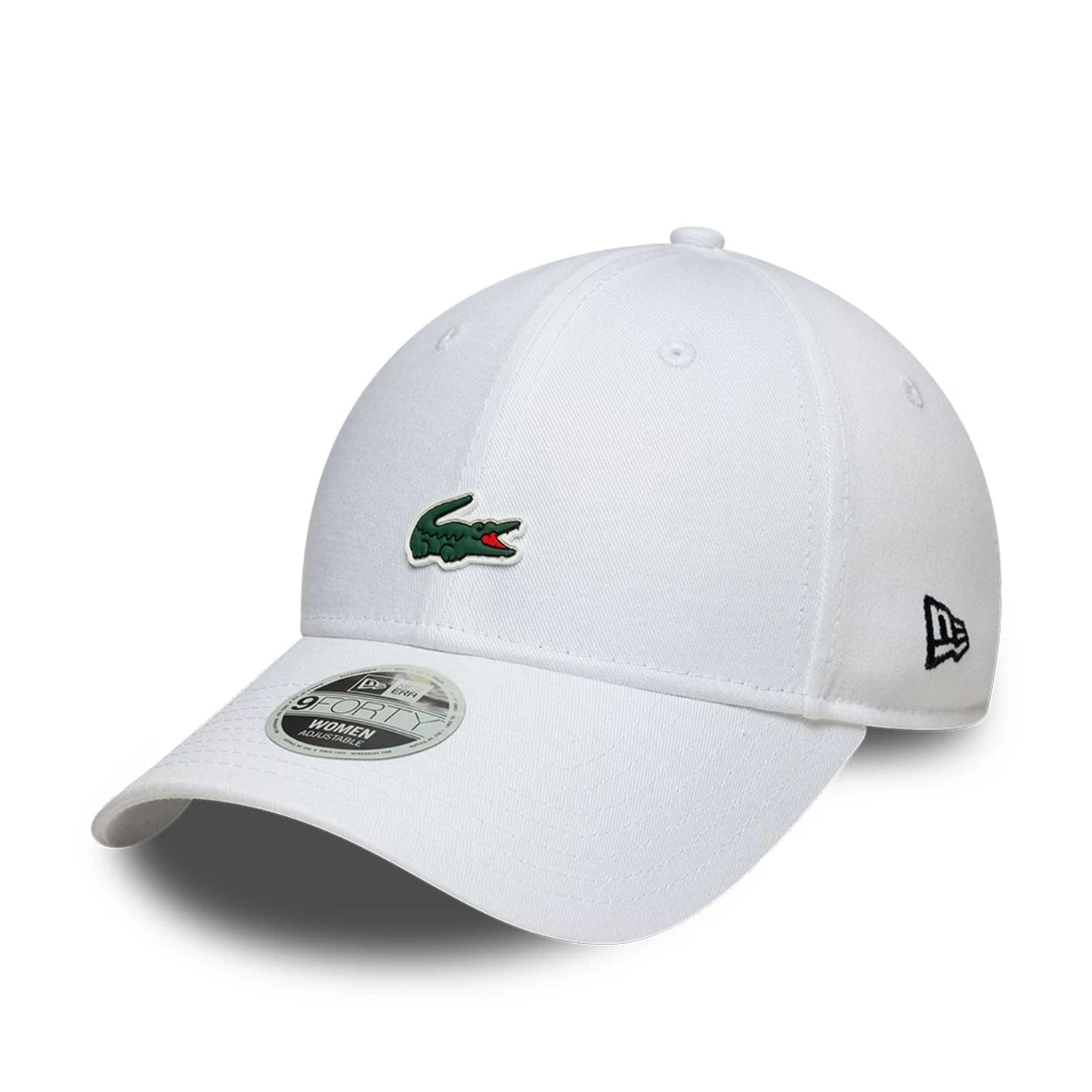Pictured is this Womens Lacoste X New Era 9FORTY cap in white. 1