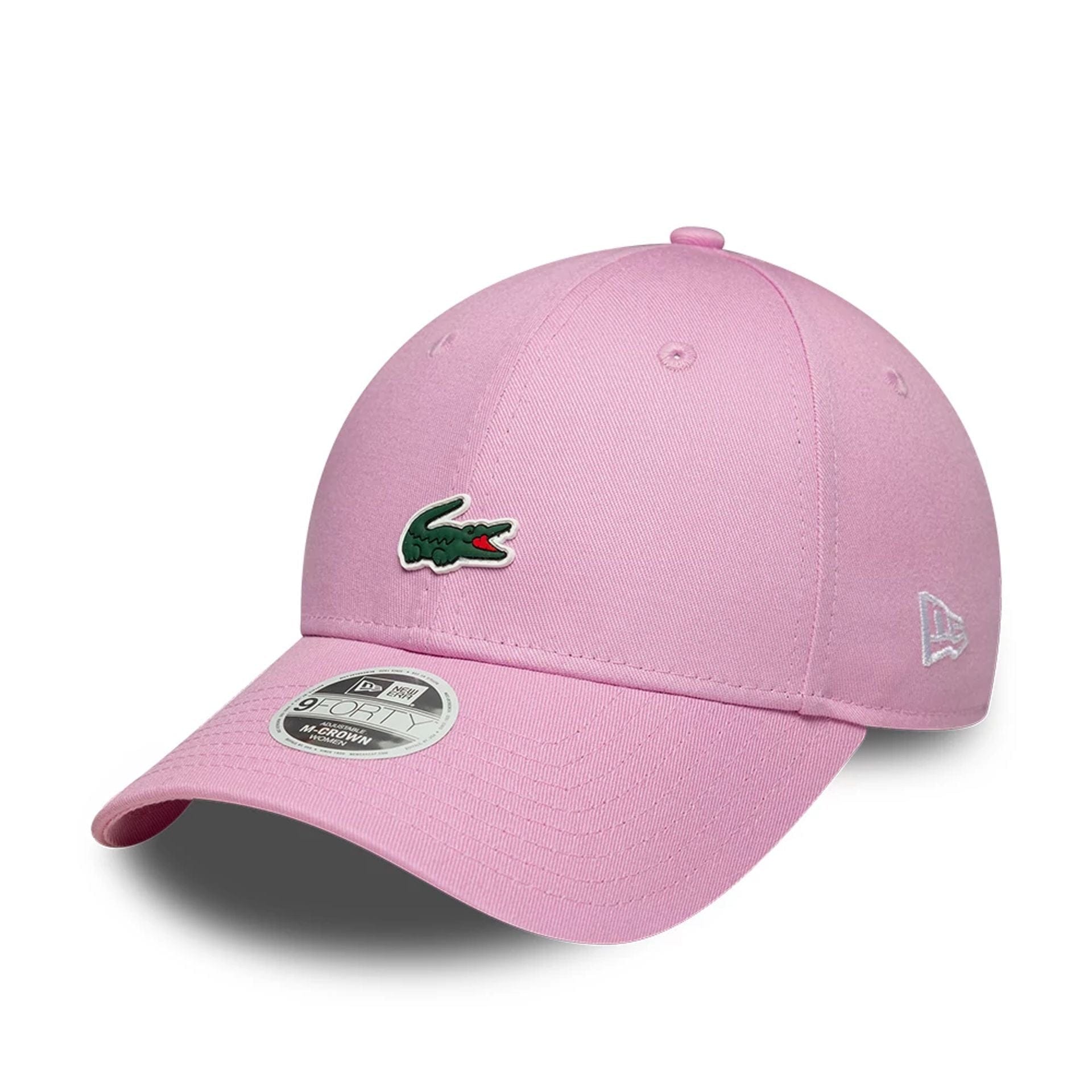 Pictured is this Womens Lacoste X New Era 9FORTY cap in pastel pink. 1