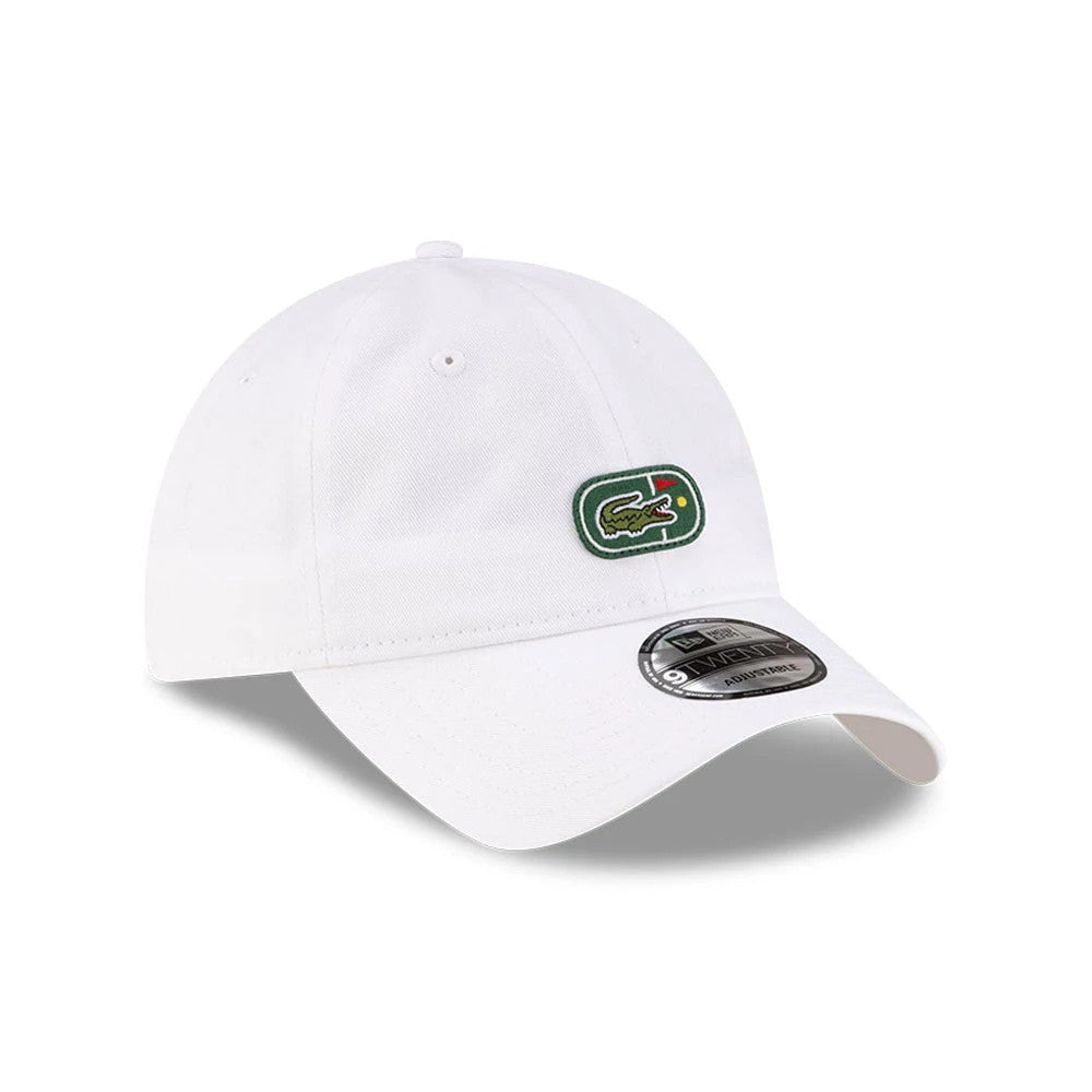 Pictured is this Lacoste X New Era Golf Flag 9TWENTY cap in white. 1