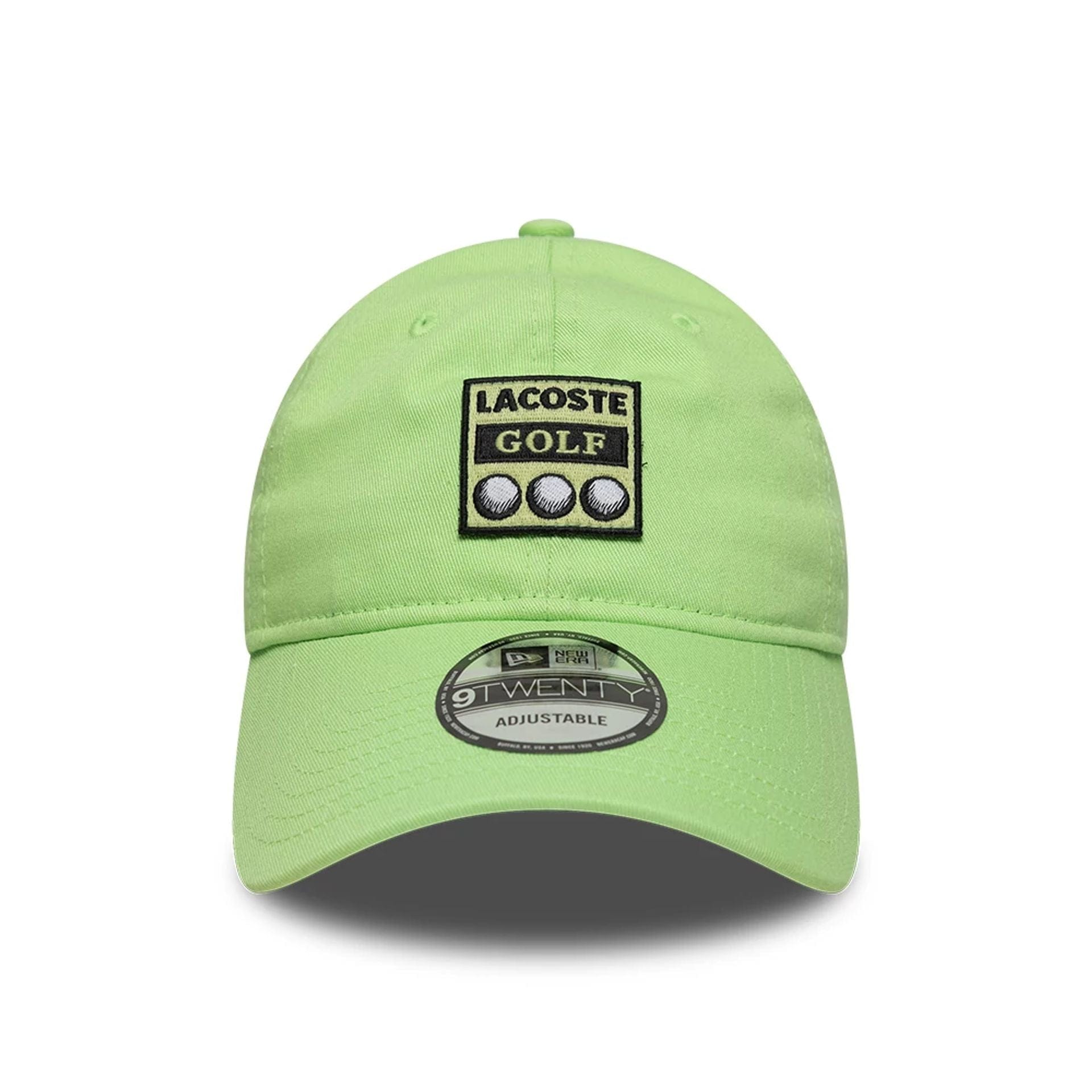 Pictured is this Lacoste X New Era Golf 9TWENTY cap in pastel green. 2