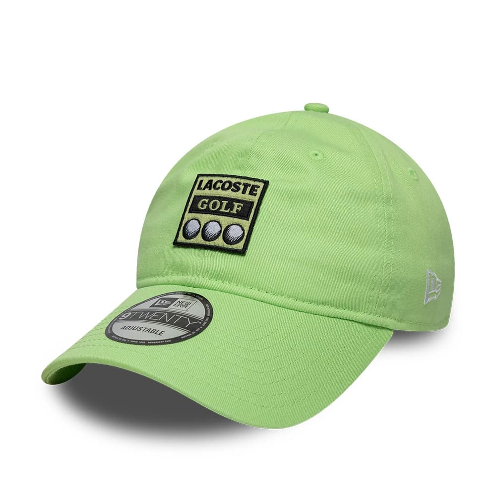 Pictured is this Lacoste X New Era Golf 9TWENTY cap in pastel green. 3
