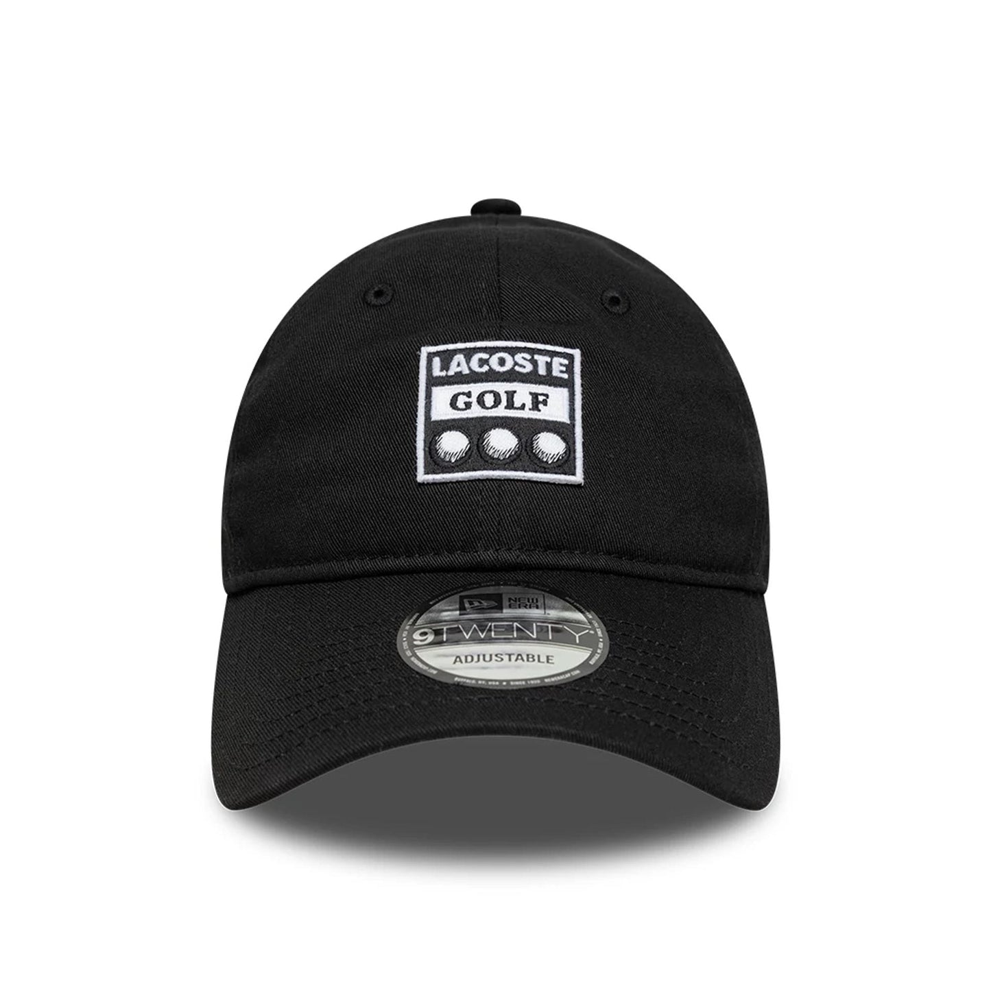 Pictured is this Lacoste Golf 9TWENTY adjustable cap in black. 2