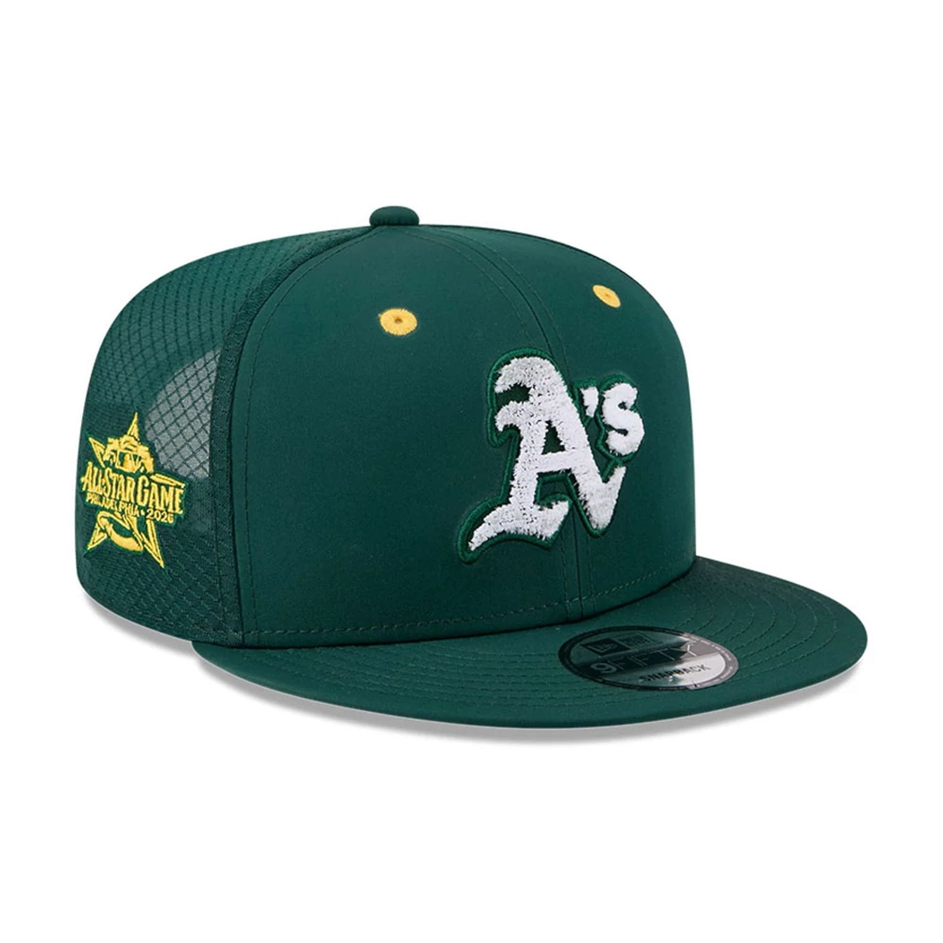 Pictured is this MLB All Star Game Athletics 9FIFTY Snapback cap in dark green. 1