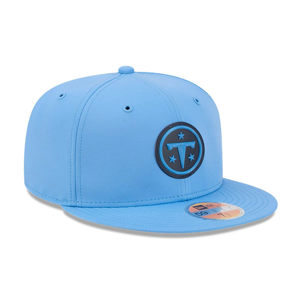 Pictured is this NFL Sideline 2026 Tennessee Titans 59FIFTY Fitted cap in pastel blue. 4