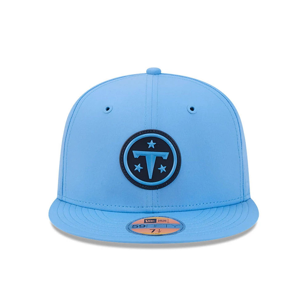 Pictured is this NFL Sideline 2026 Tennessee Titans 59FIFTY Fitted cap in pastel blue. 3
