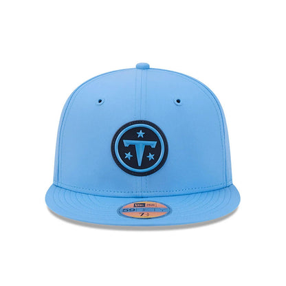 Pictured is this NFL Sideline 2026 Tennessee Titans 59FIFTY Fitted cap in pastel blue. 3