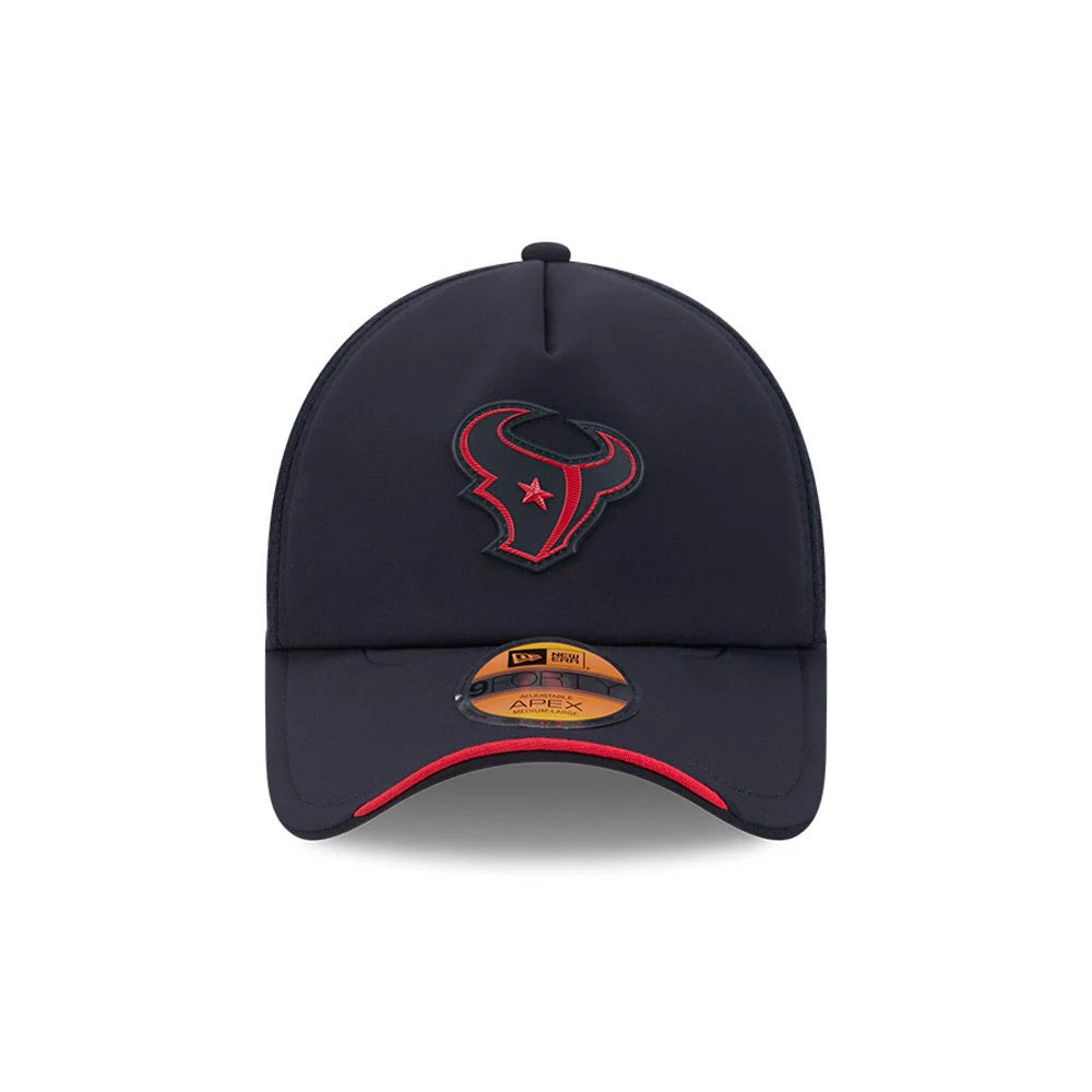 Pictured is this NFL Sideline 2026 Houston Texans 9FORTY Apex cap in navy. 2