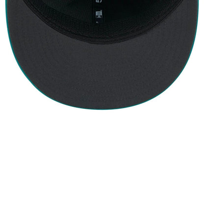 Pictured is this NFL Sideline 2026 Miami Dolphins 59FIFTY Fitted cap in turquoise. 2