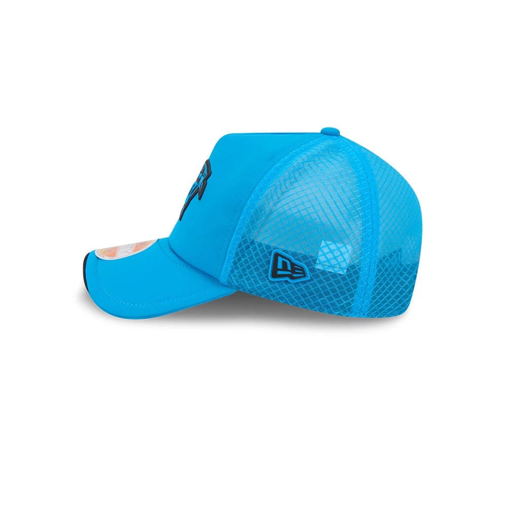 Pictured is this NFL Sideline 2026 Carolina Panthers 9FORTY Apex cap in blue. 4