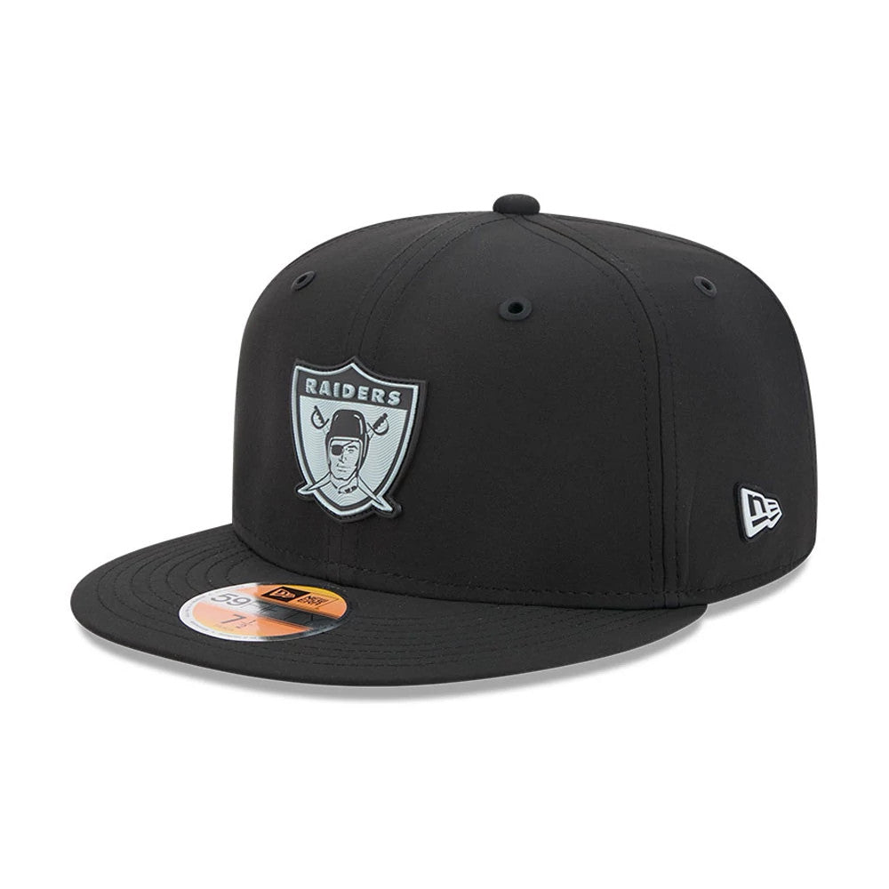 Pictured is this NFL Sideline 2026 Las Vegas Raiders 59FIFTY Fitted cap in Black. 1