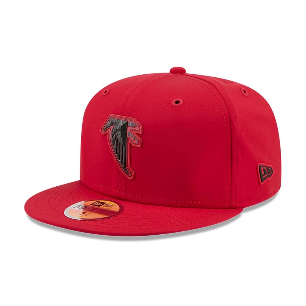 Pictured is this NFL Sideline 2026 Atlanta Falcons 59FIFTY Fitted cap in Red. 1