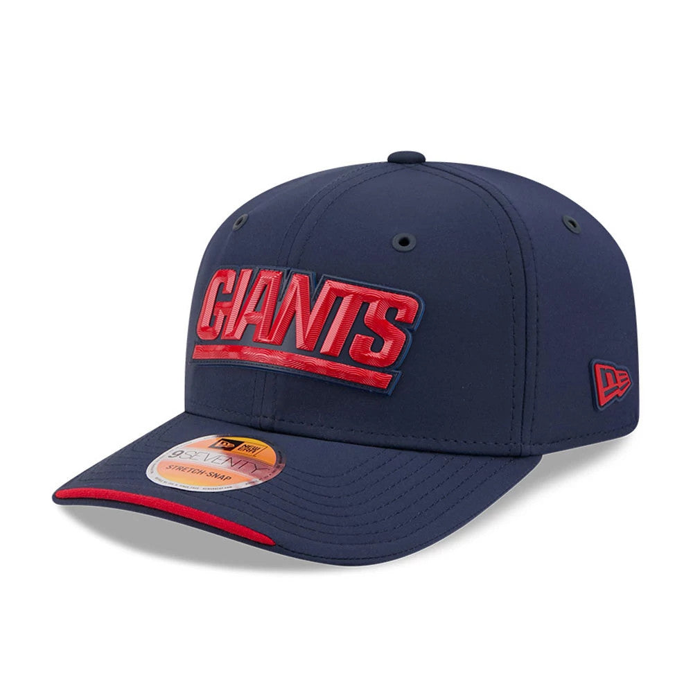 Pictured is this NFL Sideline 2026 New York Giants 9SEVENTY Stretch Snap cap in dark blue. 1