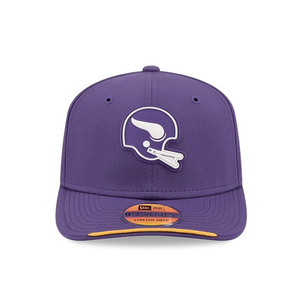 Pictured is this NFL Sideline 2026 Minnesota Vikings 9SEVENTY Stretch Snap cap in purple. 2