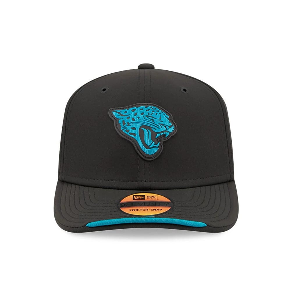 Pictured is this NFL Sideline 2026 Jacksonville Jaguars 9SEVENTY Stretch Snap cap in black. 2