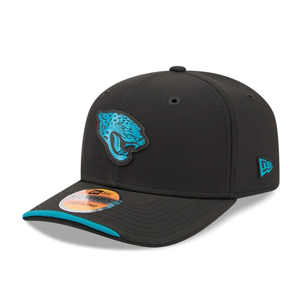 Pictured is this NFL Sideline 2026 Jacksonville Jaguars 9SEVENTY Stretch Snap cap in black. 1