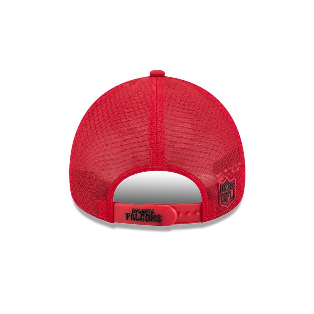 Pictured is this NFL Sideline 2026 Atlanta Falcons 9FORTY Apex cap in Red. 4
