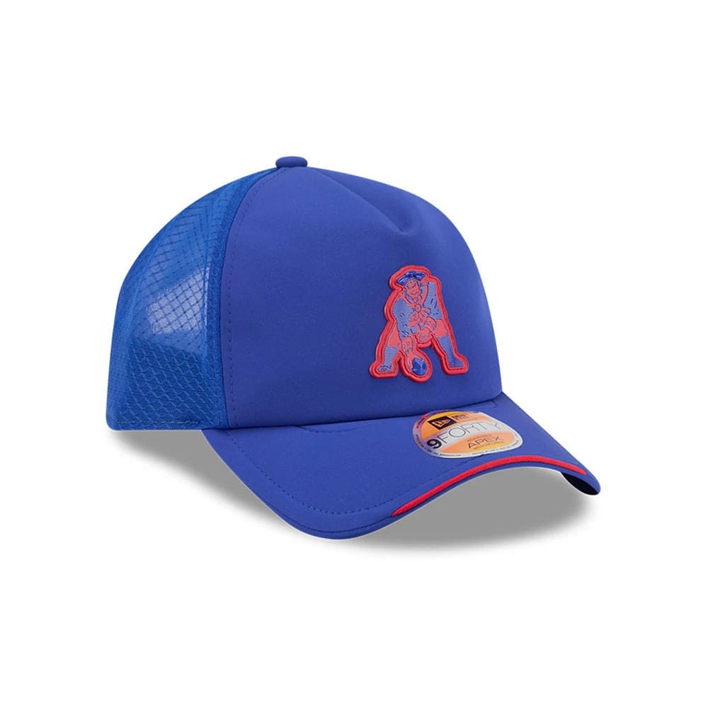 Pictured is this NFL Sideline 2026 New England Patriots 9FORTY Apex cap in blue. 3
