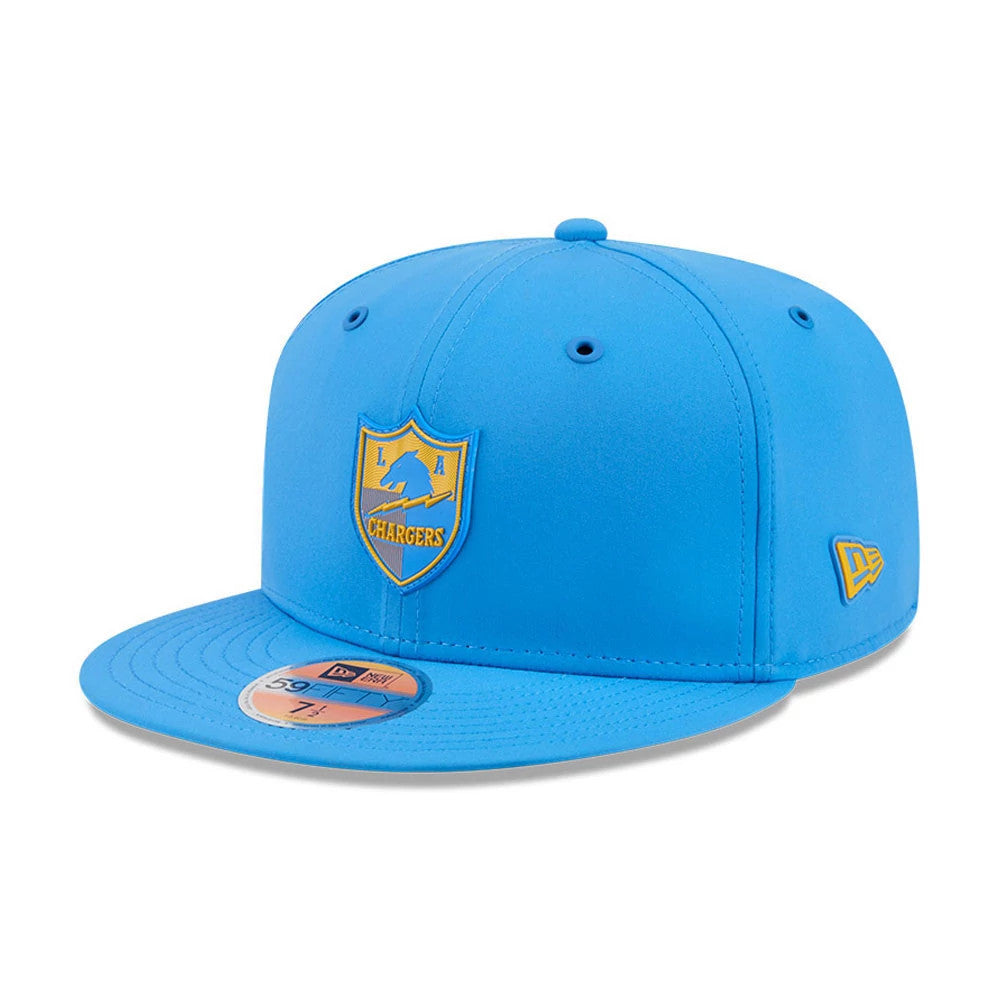 Pictured is this NFL Sideline 2026 LA Chargers 59FIFTY Fitted cap in blue. 1
