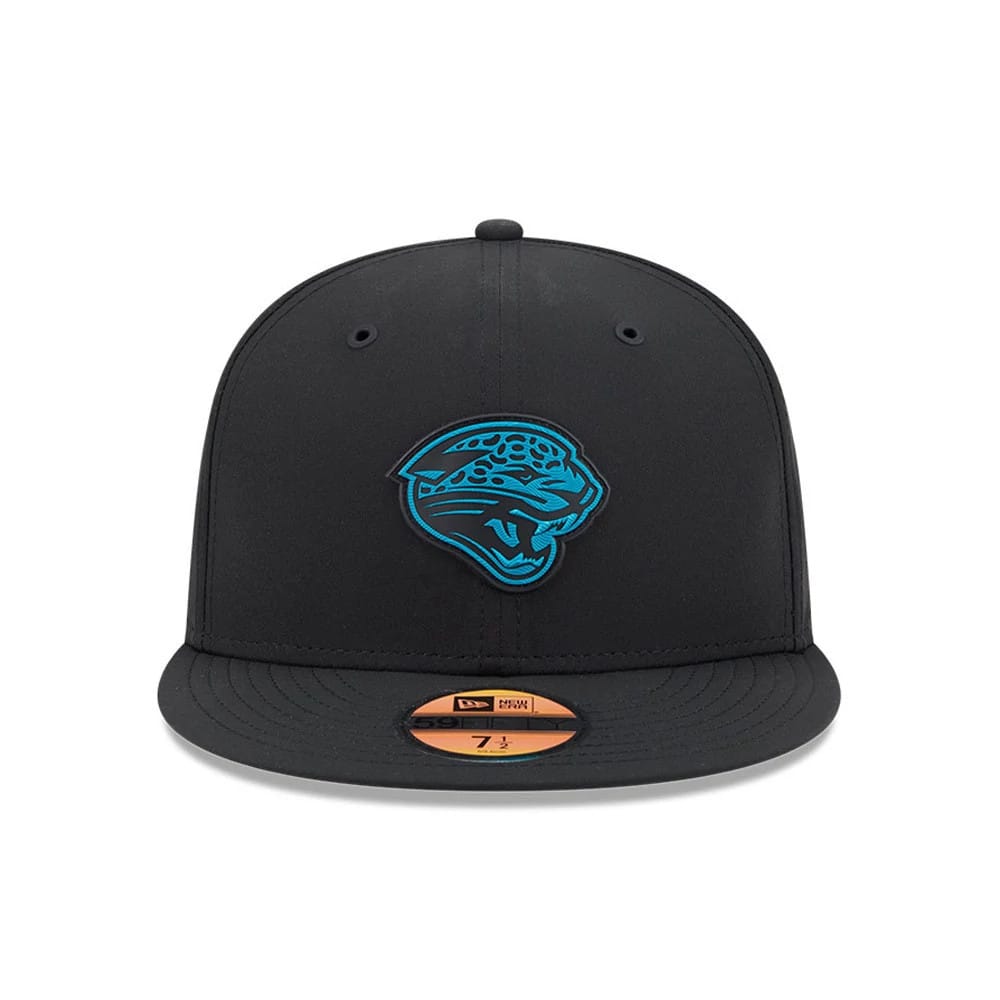 Pictured is this NFL Sideline 2026 Jacksonville Jaguars 59FIFTY Fitted cap in black. 2