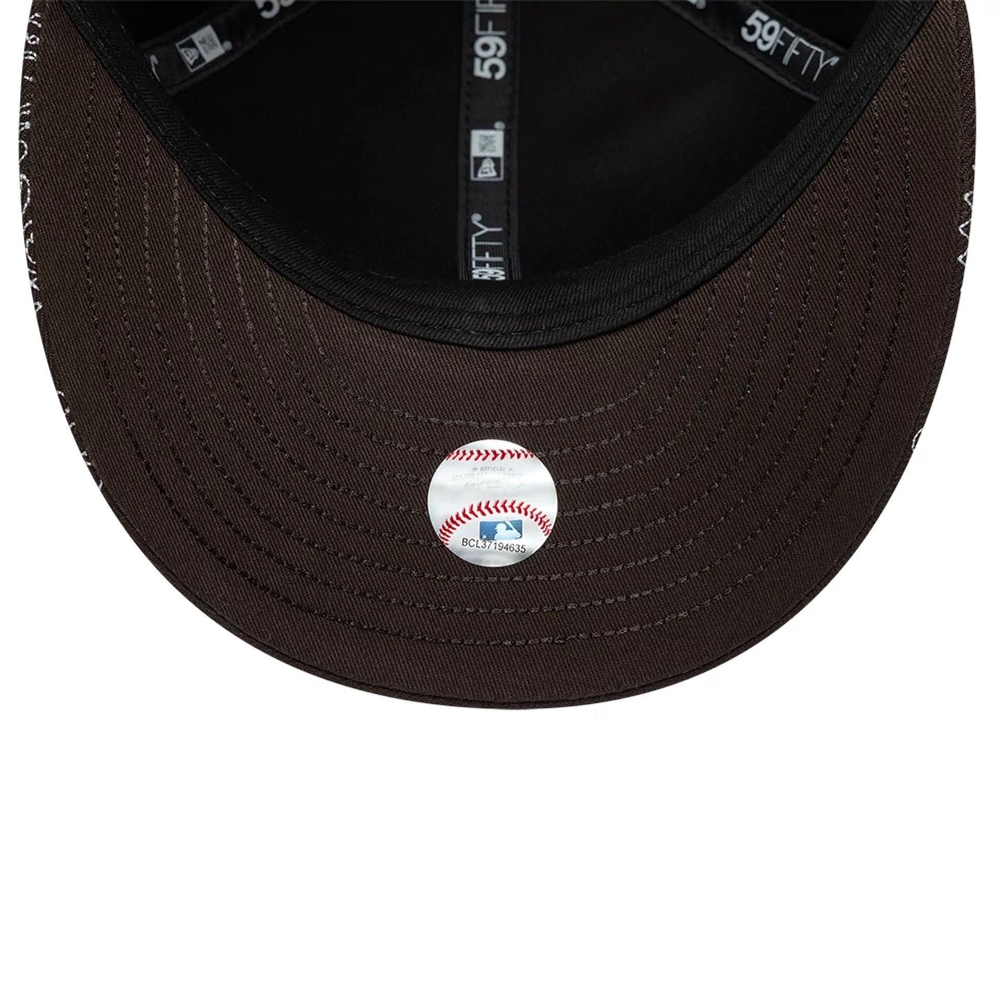 Pictured is this MLB All Over Paisley LA Dodgers Low Profile 59FIFTY Fitted cap in dark brown. 7