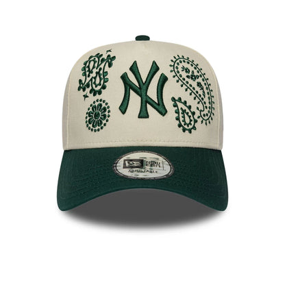 Pictured is this MLB Paisley New York Yankees 9FORTY E-Frame cap in dark green. 2