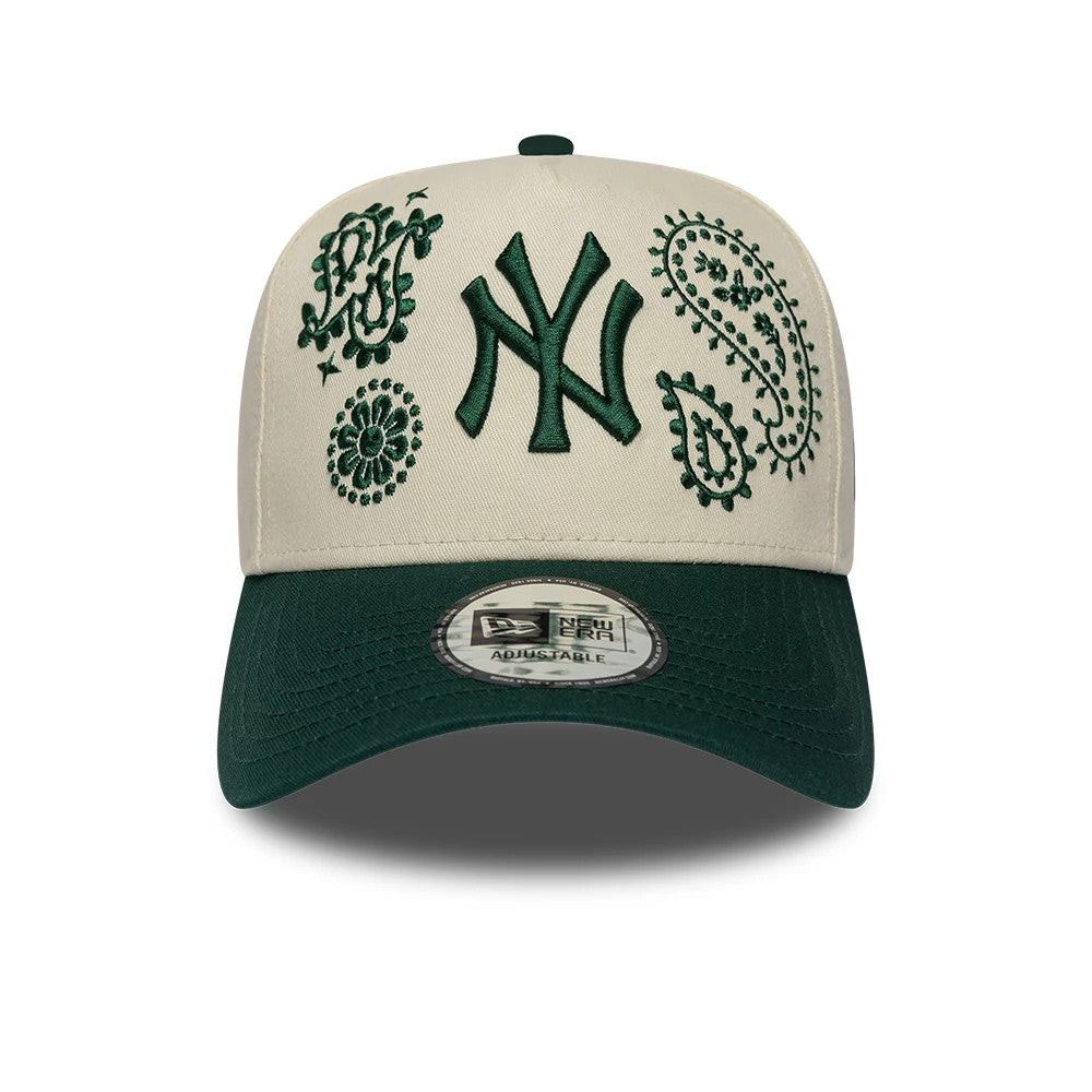 Pictured is this MLB Paisley New York Yankees 9FORTY E-Frame cap in cream & green. 2