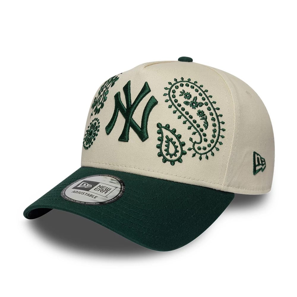 Pictured is this MLB Paisley New York Yankees 9FORTY E-Frame cap in cream. 1