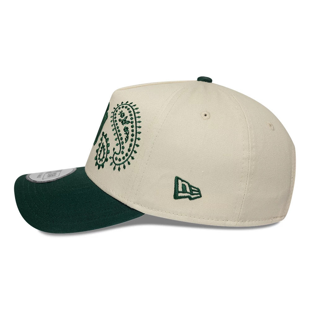 Pictured is this MLB Paisley New York Yankees 9FORTY E-Frame cap in cream & green. 5
