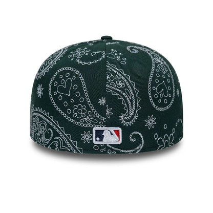 Pictured is this MLB All Over Paisley Athletics Low Profile 59FIFTY Fitted cap in dark green. 4