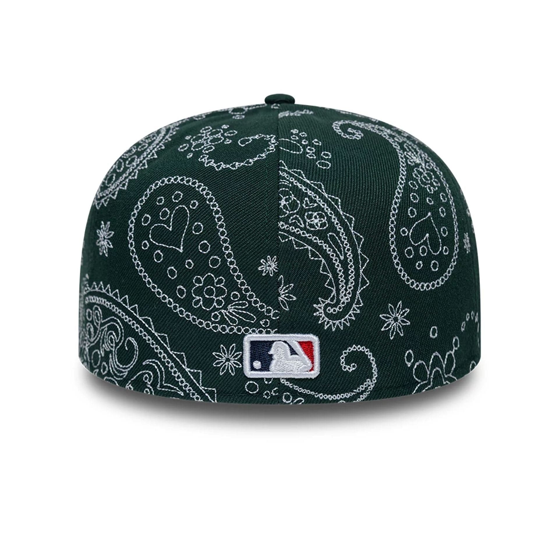Pictured is this MLB All Over Paisley Athletics Low Profile 59FIFTY Fitted cap in dark green. 4