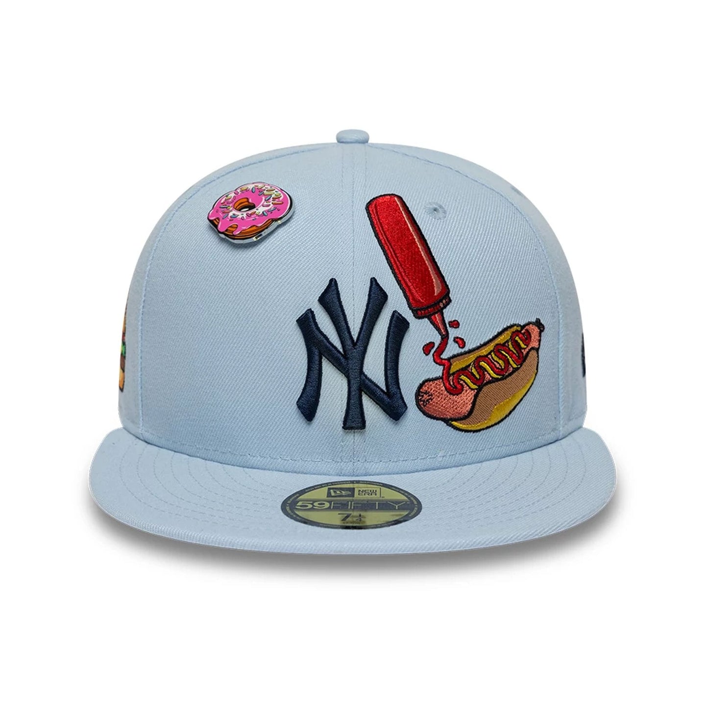 Pictured is this MLB Food New York Yankees 59FIFTY Fitted cap in pastel blue. 2