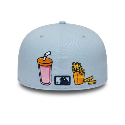 Pictured is this MLB Food New York Yankees 59FIFTY Fitted cap in pastel blue. 4