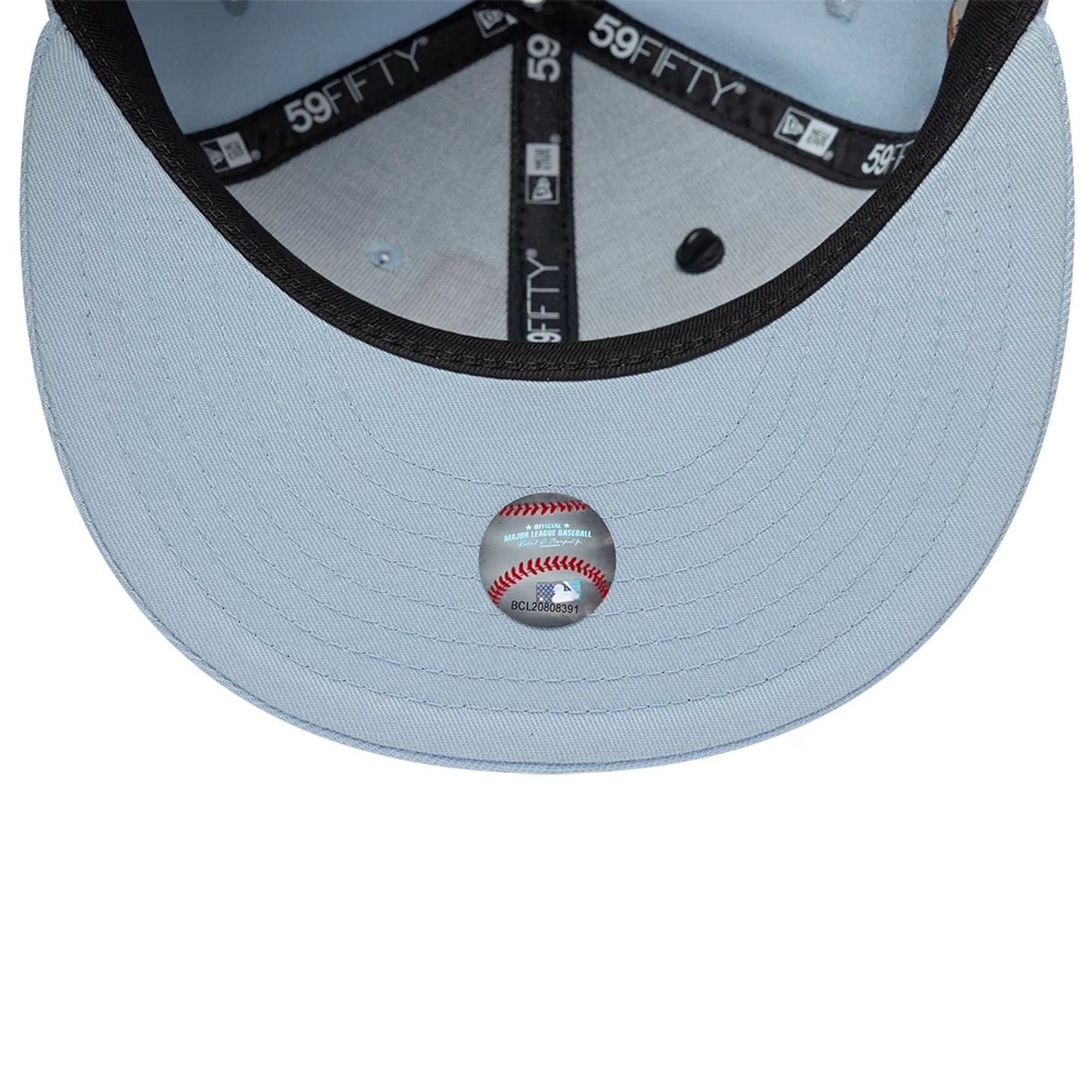 Pictured is this MLB Food New York Yankees 59FIFTY Fitted cap in pastel blue. 7