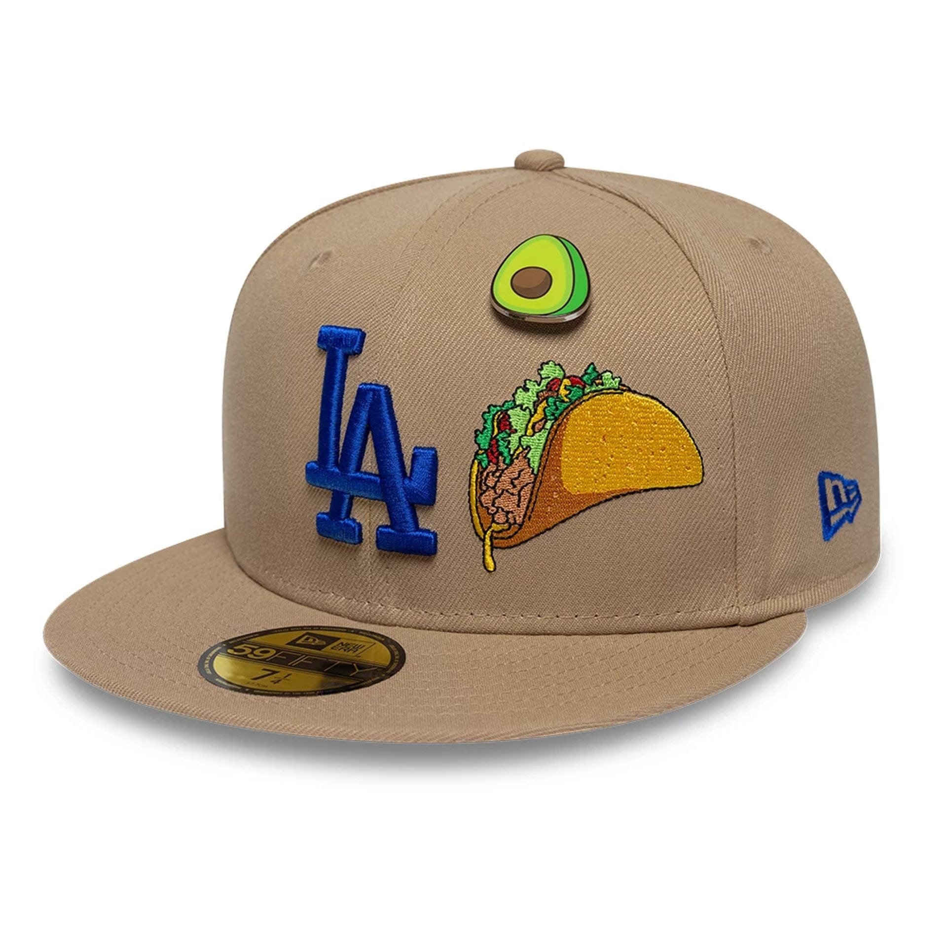 Pictured is this MLB Food LA Dodgers 59FIFTY Fitted cap in Beige. 3