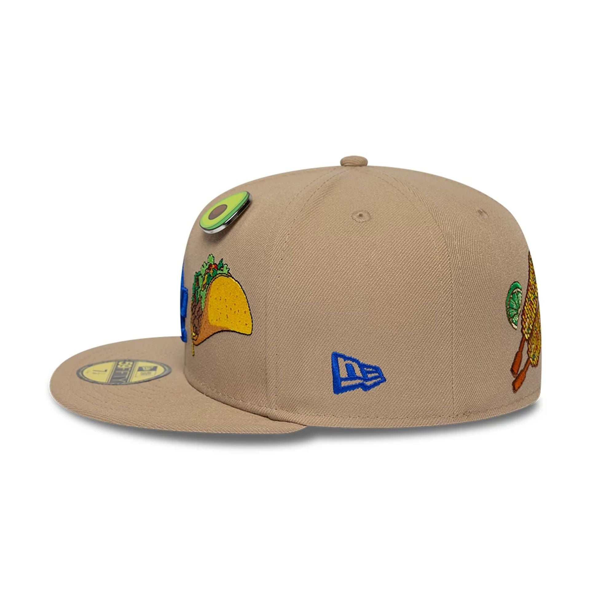 Pictured is this MLB Food LA Dodgers 59FIFTY Fitted cap in Beige. 5